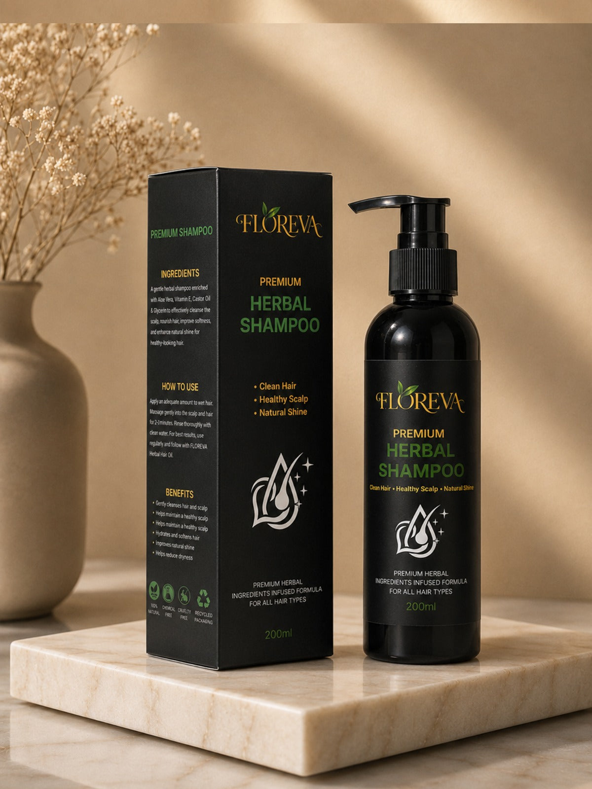 🌿 FLOREVA Premium Herbal Shampoo